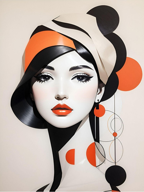 Renkli Baskılı Sayılarla Boyama Hobi Seti (Çerçeveli-Büyük Boy) 95X125 Cm: Şapkalı Kadın 2