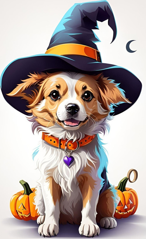 Renkli Baskılı Sayılarla Boyama Hobi Seti (Çerçeveli-Büyük Boy) 95X125 Cm: Şapkalı Köpek 2