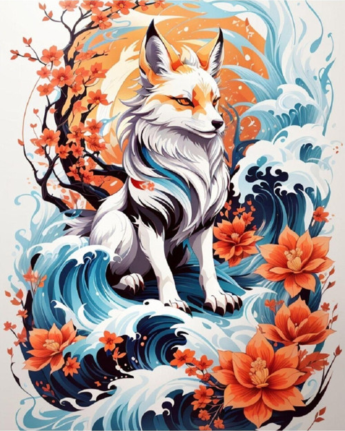 Renkli Baskılı Sayılarla Boyama Hobi Seti (Çerçeveli-Büyük Boy) 95X125 Cm: Tilki