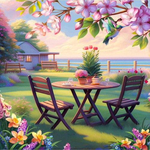 Renkli Baskılı Sayılarla Boyama Hobi Seti (Çerçeveli) 50X65 Cm: Bahar Keyfi