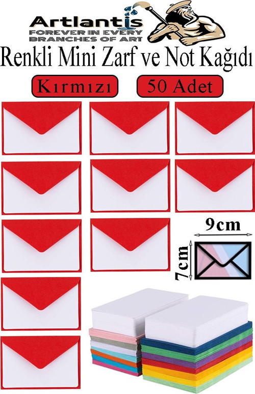 Kırmızı Mini Zarf 7x9 cm Not Kağıtlı 50 Adet Küçük Kırmızı Zarf Mektup Oyun Zarfı Doğum Günü Dilekleri Zarfı Canlı Renk