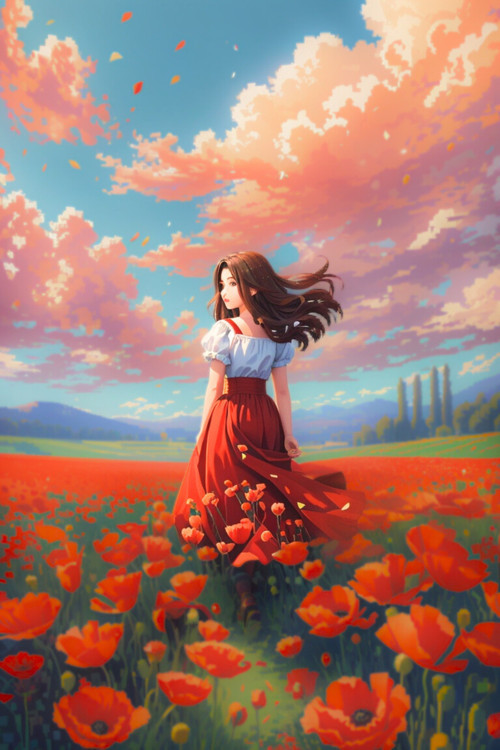 Renkli Baskılı Sayılarla Boyama Hobi Seti (Çerçeveli-Büyük Boy) 95X125 Cm: Gelincik Tarlası