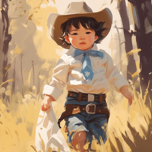 Renkli Baskılı Sayılarla Boyama Hobi Seti (Çerçeveli-Büyük Boy) 80X100 Cm: Kovboy Çocuk