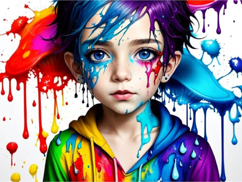 Renkli Baskılı Sayılarla Boyama Hobi Seti (Çerçeveli-Büyük Boy) 80X100 Cm: Masum Çocuk
