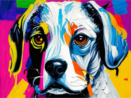 Renkli Baskılı Sayılarla Boyama Hobi Seti (Çerçeveli-Büyük Boy) 95X125 Cm: Masum Köpek