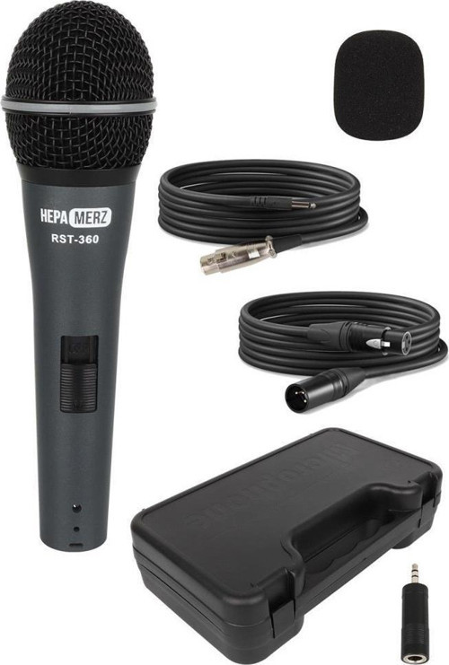 RST-360 Profesyonel Dinamik Cardioid Kablolu EL Mikrofonu Kaliteli (Çanta ve Full Set)