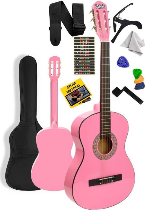 CG-34PK Kaliteli 34 İnç 1/2 Juniur Çocuk Gitarı 4-8 Yaş Arası (Çanta Capo Nota Sticker Askı Pena Metod)