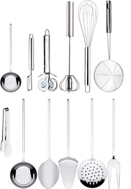 12 Adet Kepçe Spatula Çatal Kaşık Maşa Servis Seti, Çeyiz Seti Mutfak Gereçleri