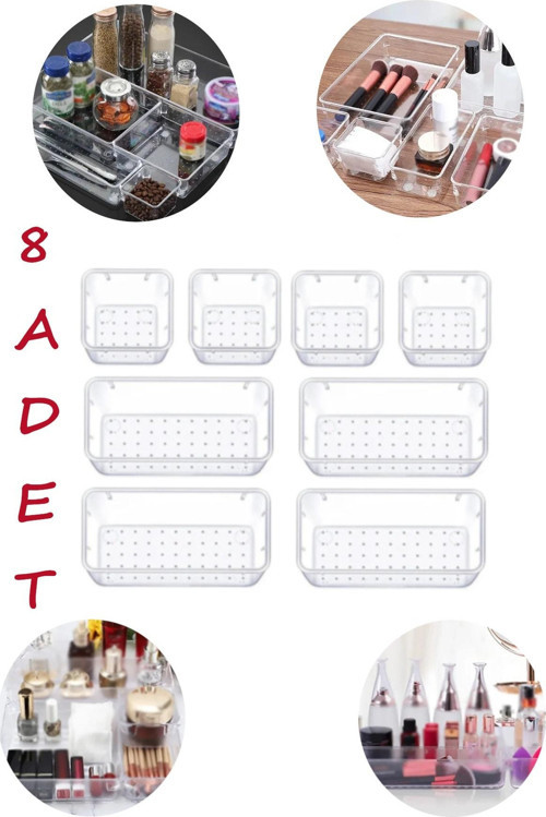 8 Adet Punto Modüler Düzenleyici, Pratik Çekmece Toparlayıcı Dolap Içi Çekmece Içi Organizer Seti