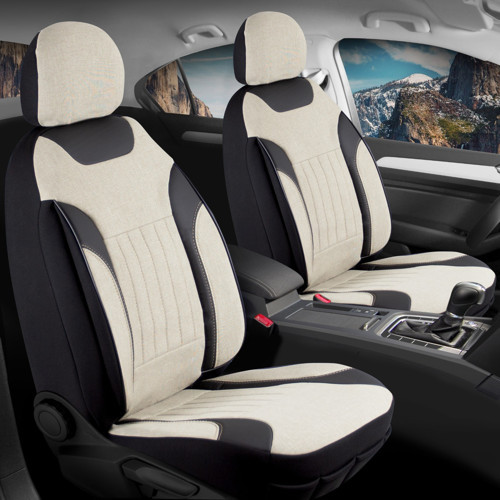 Seat Cordoba Station Wagon Uyumlu Lüx Deri Detaylı Keten Oto Koltuk Kılıfı Ön Arka Takım Edition Serisi BEJ
