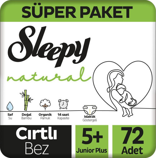 Natural Süper Paket Bebek Bezi 5+ Numara Junior Plus 72 Adet