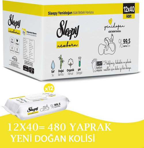 Yenidoğan Islak Mendil 12x40 (480 YAPRAK)