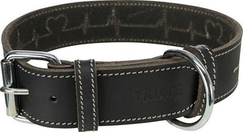 Köpek Boyun Tasması Kalın Deri L-XL:55-65cm40mm Siyah