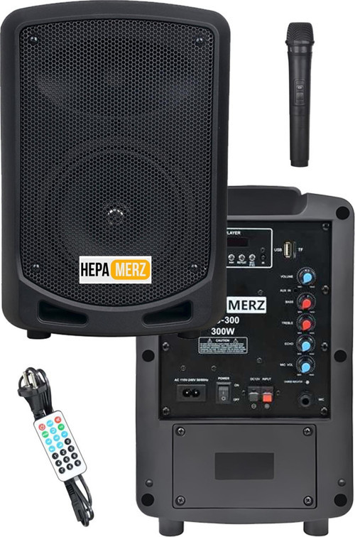 300W Şarjlı Portatif Seyyar Mikrofonlu Mevlüt Amfisi 6.5 İNÇ (HS-300)