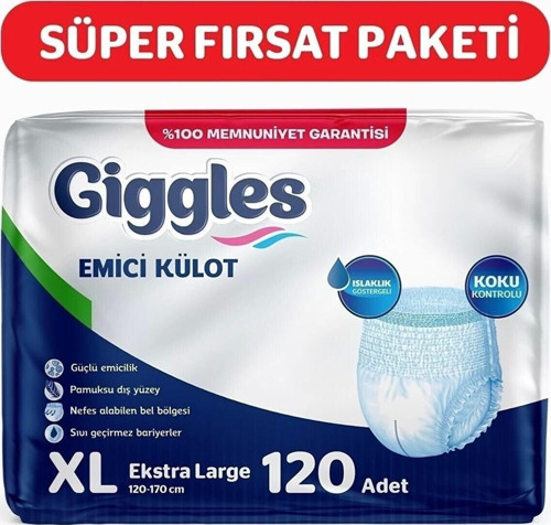 Yetişkin Emici Külot Ekstra Large 30'lu 4 Paket (120 Adet)