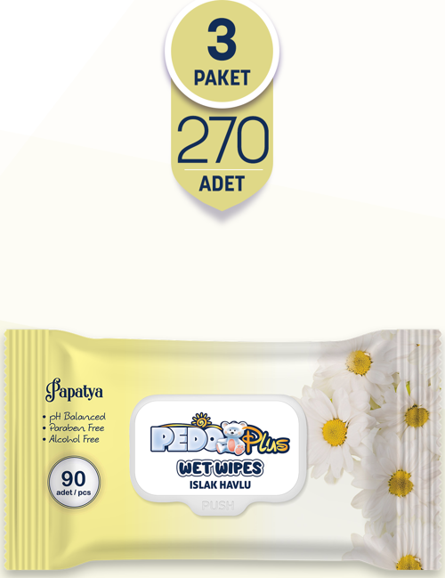 Papatya Kokulu Islak Mendil 90'lı 3 Paket