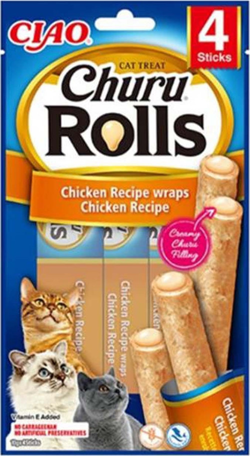 Churu Rolls Tavuk Sargılı Kedi Ödül Maması 4x10 Gr