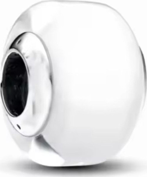 Beyaz Murano Cam Charm 925 Ayar