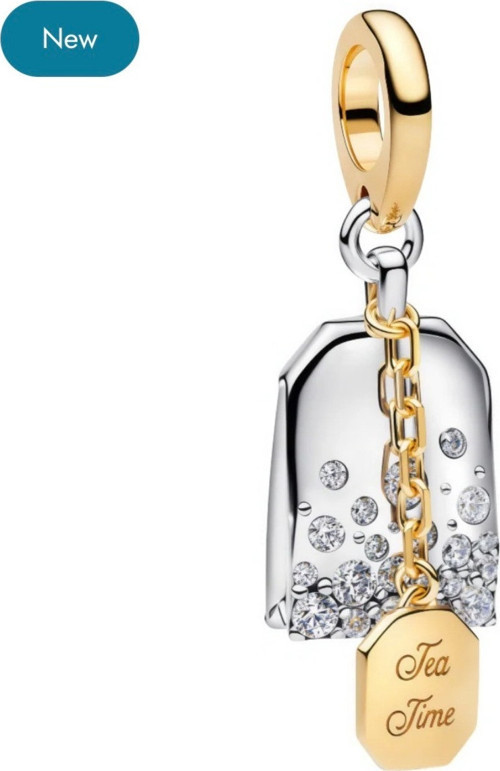 S925 Zirkon Taşlı Bridgerton Çay Poşeti Charm