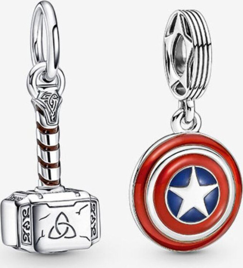 Marvel Thor'Un Çekici Ve Kaptan Amerika Kalkanı Charm İkilisi