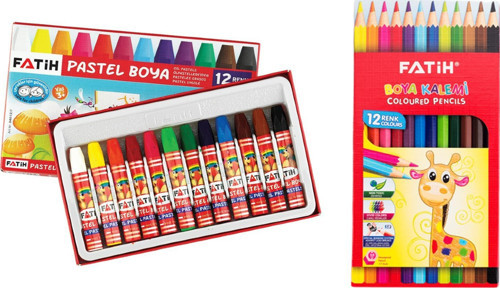 Kuru Boya 12 Renk Tam Boy + Pastel Boya 12'li