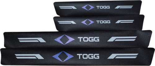 Togg Logolu Karbon Kapı Eşiği Koruyucu Bant Folyo 4'Lü Set