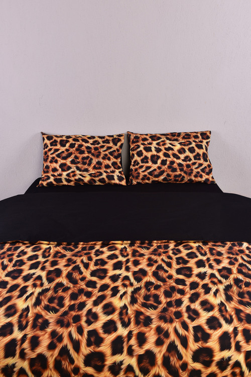 %100 Pamuk Çift Kişilik 3D Leopar Nevresim Takımı