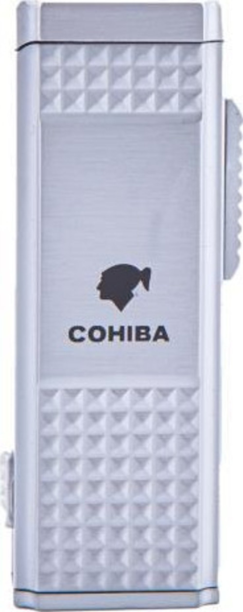Çift Torch Pürmüz Gümüş Desenli Puro Çakmağı