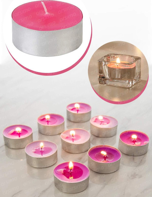 Dekoratif Küçük Mum Tea Light Pembe 10 Adet