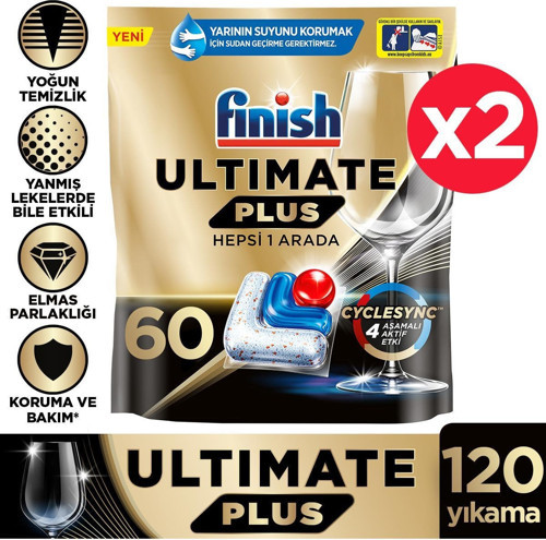 Ultimate Plus 120 Kapsül Bulaşık Makinesi Deterjanı Tableti ( 2 x 60 Kapsül)
