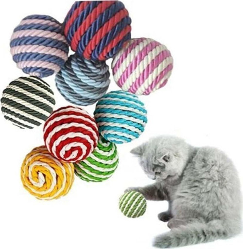 İp Sarma Renkli Kedi Oyun Topu 4 Cm Kedi Oyuncağı 1 Adet