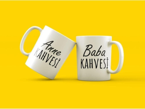 Anne Kahvesi Baba Kahvesi Temalı Kupa Bardak Takımı
