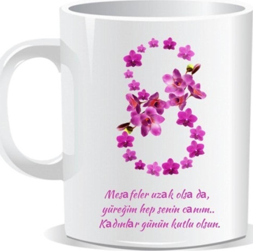 Kadınlar Gününe Özel 1.Kalite Bulaşık Makinesinde Yıkanabilir Porselen Kupa Bardak