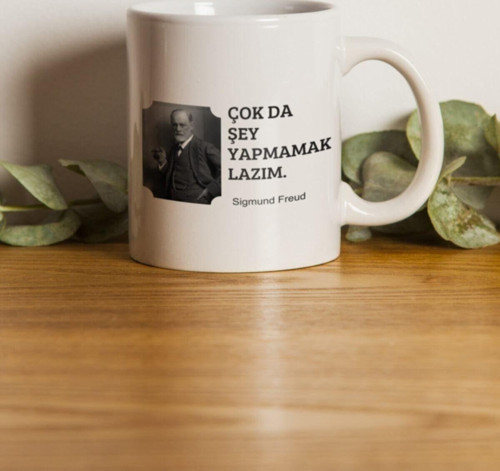 Porselen Freud Motto Kupa Bardak Makinede Yıkanabilir
