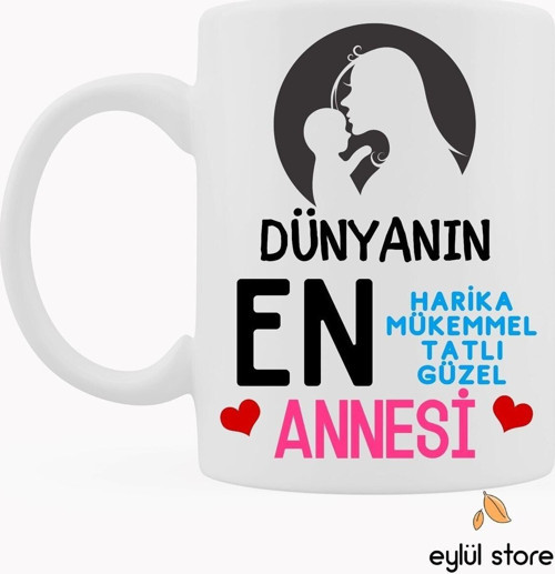 Anne Temalı Yazılı Özel Tasarım Baskılı Kupa Bardak Anneler Günü Hediyekahve Bardağı