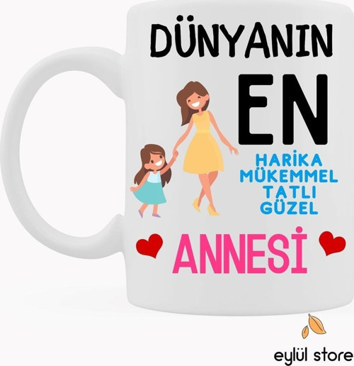 Anne Temalı Yazılı Özel Tasarım Baskılı Kupa Bardak Anneler Günü Hediyekahve Bardağı
