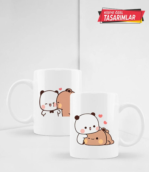 Mochi Cat Sevgili Çift Aşk Kupa Seti 2 Adet İkili Mochi Tasarımlı Kupa Bardak Sevgililer Günü