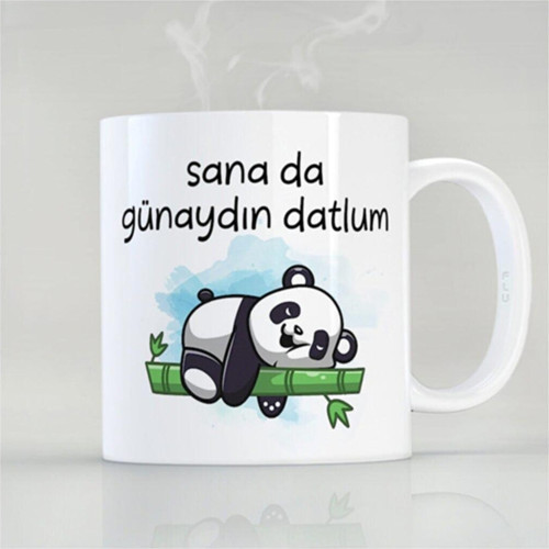 Sana Da Günaydın Datlum Panda Karikatür Özel Tasarım Kupa Bardak