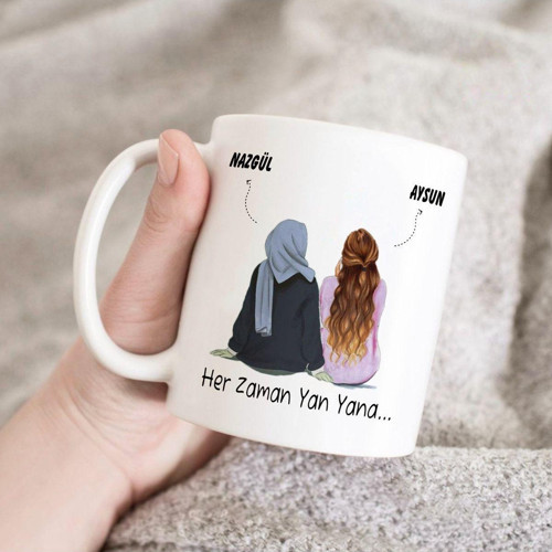 Cupdesign Kişiye Özel 2''Li Arkadaşlık Tasarımlı Kupa Bardak