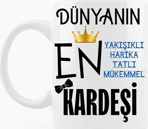 Erkek Kardeş Temalı Yazılı Özel Tasarım Baskılı Kupa Bardak Doğum Günü Hediye
