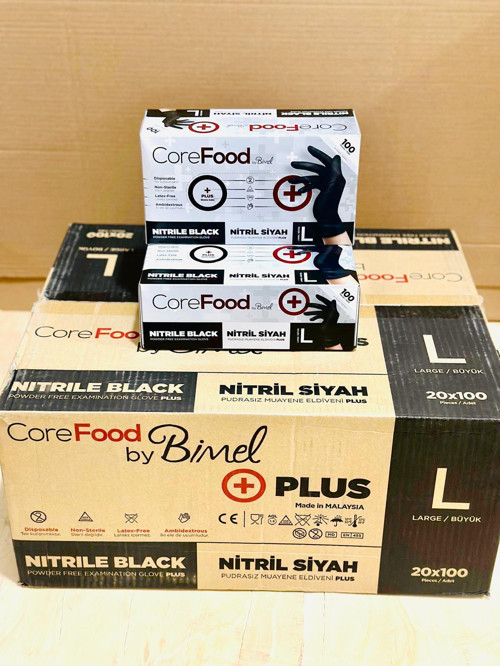 Bimel Siyah Nitril Eldiven Large Pudrasız 1 Paket