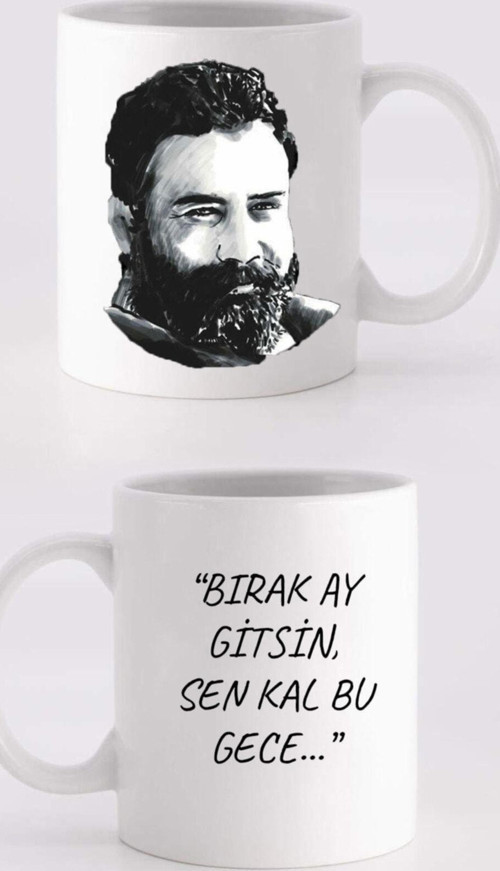 Ahmet Kaya Baskılı 'Bırak Ay Gitsin Sen Kal Bu Gece' Kupa Bardak