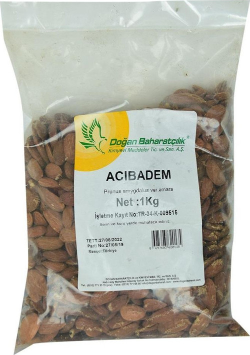 Baharatçılık Doğal Çiğ Acı Badem 1000 gr Kiloluk Paket