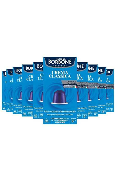 Crema Classica Nespresso Uyumlu 100'lü Alüminyum Kapsül Kahve (10x10) TETT 07.2027