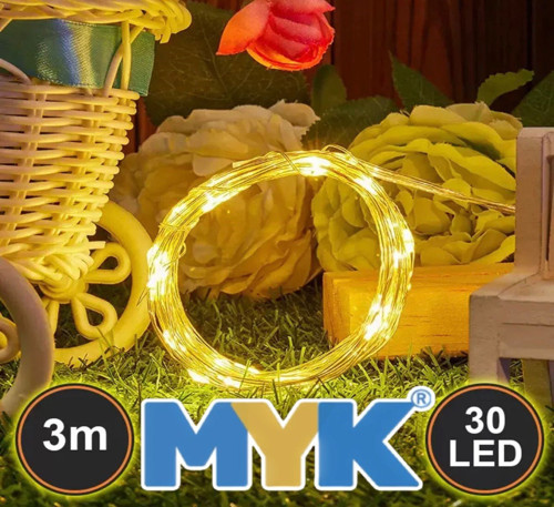 3 Metre Gün Işığı Peri Led Işık Pilli, 3 Modlu Dekoratif Led