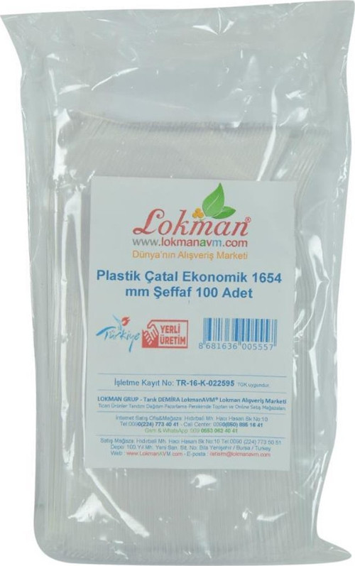 LokmanAVM Plastik Çatal Ekonomik 1654 mm Şeffaf 100 Adet 1 Paket