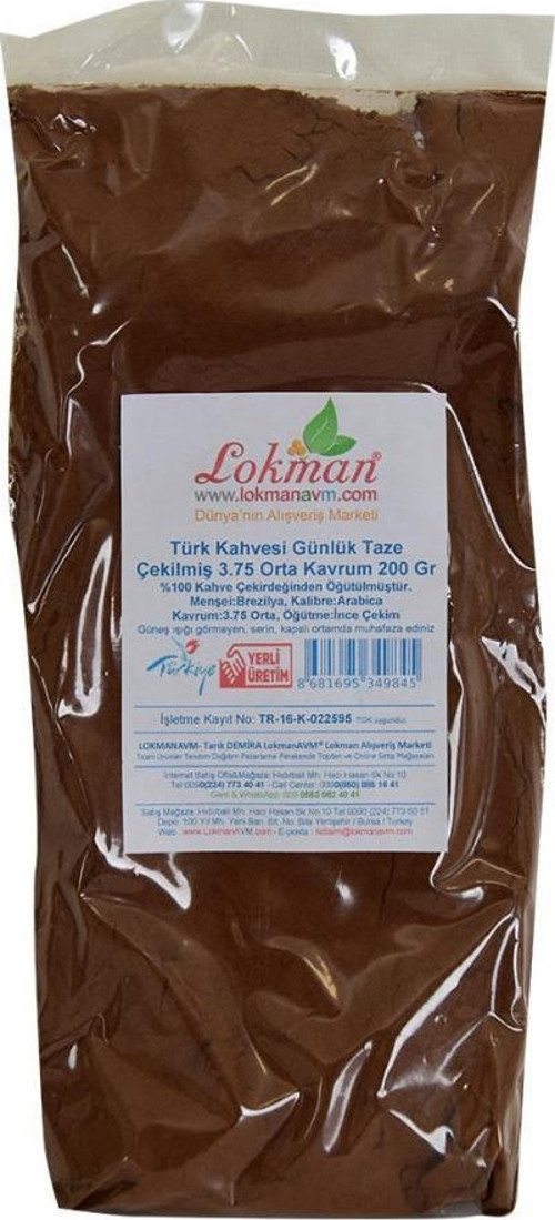Türk Kahvesi Günlük Taze Çekilmiş 3.75 Orta Kavrum 200 gr Paket