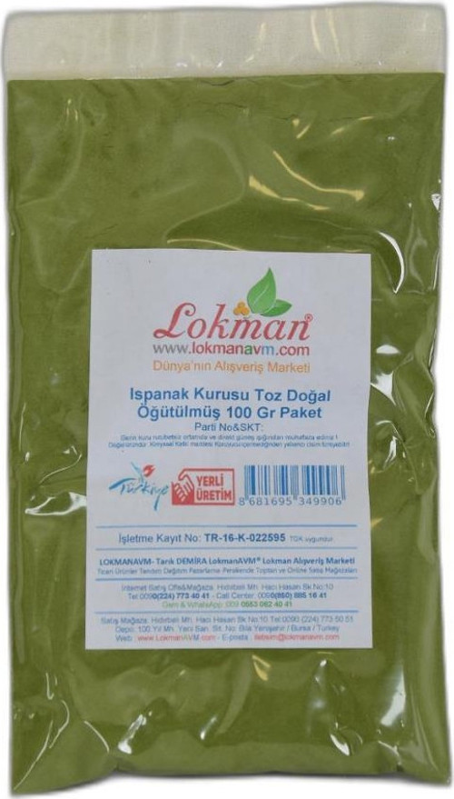 Doğal Öğütülmüş Ispanak Kurusu Ispanak Tozu 100 gr Paket
