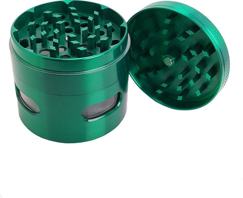 Pencereli 63 mm. Yeşil Tütün Baharat Herbal Öğütücüsü Parçalayıcı pt94ys