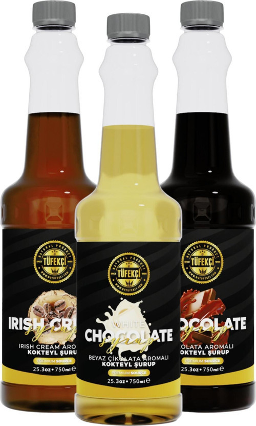 Çikolata-Beyaz Çikolata-Irısh Cream 3'Lü Avantajlı Paket Kokteyl, Pasta Ve Kahve Şurubu (750 Ml X 3)